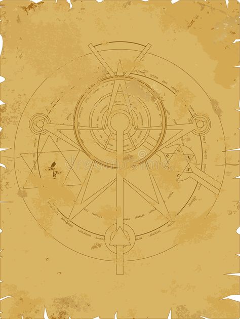 Alchemy pentagram. Old scroll with alchemy pentagram, vector illustration , #AD, #scroll, #pentagram, #Alchemy, #illustration, #vector #ad Alchemy Illustration, Old Scroll, History Background, Compass Tattoo, Mixology, Illustration Vector, Design Architecture, Alchemy, Abstract Design