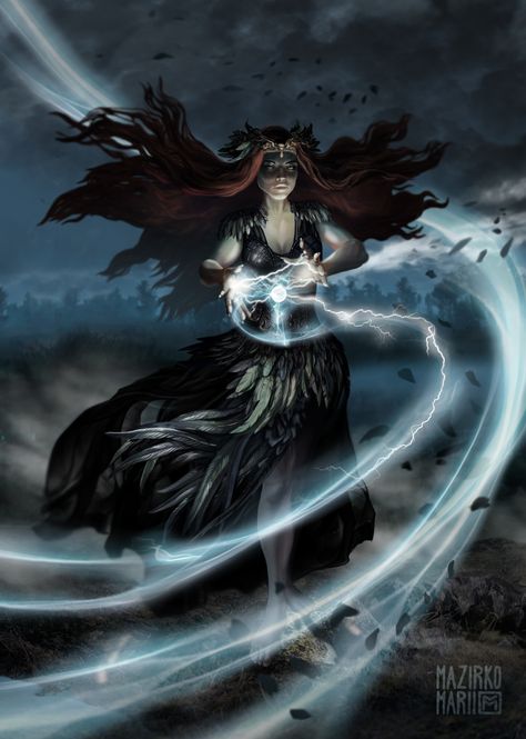 ArtStation - Storm witch Storm Goddess Art, Storm Goddess Fantasy Art, Storm Witch Art, Storm Druid, Storm Witch Aesthetic, Storm Mage, Goddess Of Storms, Wind Witch, Storm Goddess