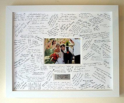 Personalised Wedding Guest Book Frame - WHITE - Contemporary alternative to the traditional guest book (White-White-Landscape): Amazon.co.uk: Kitchen & Home Picture Frame Guest Book Wedding, Guest Book Frame, Wedding Photo Frame, Book Frame, Diy Guest Book, Wooden Cake Stands, Personalised Guest Book, Personalized Wedding Guest Book, Guest Book Ideas