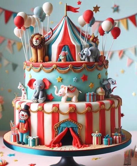 Cake Forest, Carnival Themed Cakes, Carnival Birthday Cakes, Carnival Birthday Theme, Circus Birthday Cake, Circus Theme Cakes, Carnival Cakes, Circus Birthday Party Theme, Circus Cake