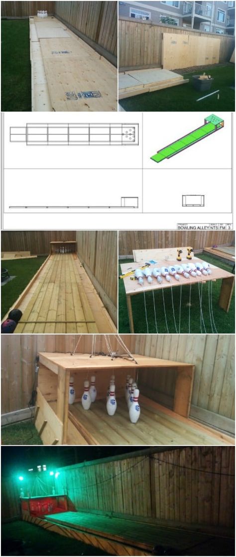 Fun Summer Project: How to Build Your Own Backyard Bowling Alley Backyard Bowling Alley, Backyard Bowling, Outdoor Bowling, Diy Bowling, Diy Yard Games, Laying Decking, Door Games, Wood Games, Grandmas Garden