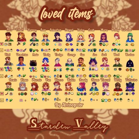 Stardew valley gifts Stardew Loved Items, Stardew Valley Gifts, Stardew Valley Ideas, Stardew Valley Tips, Stardew Valley, Country Life, Tokyo Revengers, Steam, Tokyo