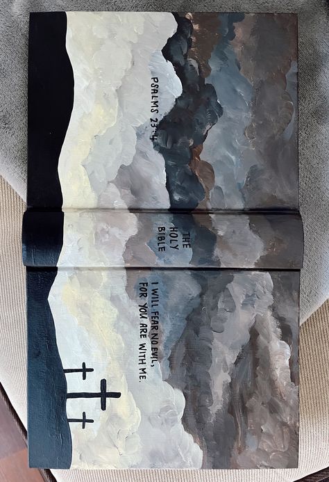 Bible Book Cover Design, Paint Book Cover Ideas, Painted Bible Cover Ideas For Guys, Bible Artwork Painting, Painted Bible Cover For Men, Cute Bible Covers Ideas, Bible Painting Cover For Men, Bible Cover Art Aesthetic, Bible Inspired Art