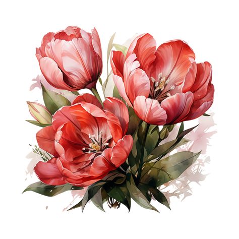 Tulip Png, Watercolor House Painting, Flower Tulip, Tulips Art, Watercolor Tulips, Painted Bags, Flower Watercolor, Tulip Flower, Flower Art Images