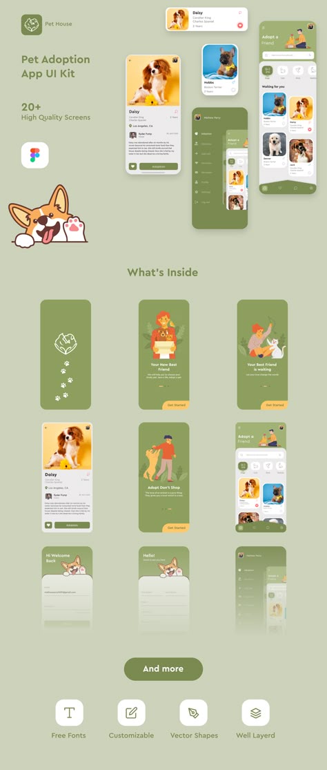 Pet Adoption App Design, Pet App Ui Design, Cute Ui Design, Pet App Design, Figma App Design, App Screen Design, App Fonts, App Design Ideas, App Ui Design Inspiration