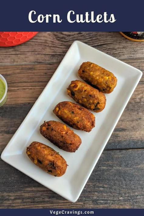 Corn Cutlet or Corn Kebab is a crispy and delicious snack made by deep frying a mixture of spiced sweet corn and potatoes. Corn And Potatoes, Sweet Potato Snacks, Sweet Corn Recipes, Potato Cutlets, Corn Snacks, Cutlets Recipes, Recipe Step By Step, Veg Dishes, Deep Frying