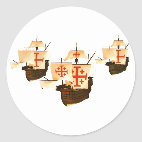 Nina Pinta Santa Maria, Christopher Columbus, River Boat, Sticker Size, Santa Maria, Round Stickers, Columbus, Boats, Age Group