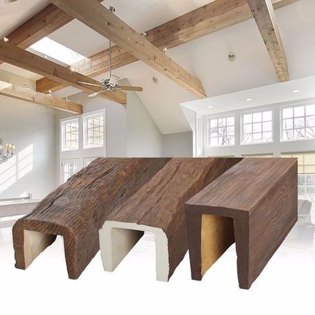 Realistic Faux Wood Beams Artificial Beam Ceiling, Rustic Faux Beams, Wood Beam Cover, Beams Covering Ideas, Fake Foam Beams, Styrofoam Wood Beams, Faux Foam Beams, Styrofoam Beams Ceilings, False Beams Ceilings