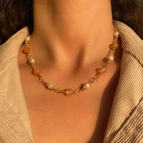 Orange Quartz, Agate Stone Necklace, Heart Healing, Gold Chain Choker, Chain Heart, Layered Chains, Necklace Gemstone, Quartz Necklace, Gold Chain Necklace