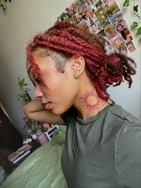 Half And Half Locs Color, Brown Locs, Pink Locs, Dyed Dreads, Short Locs Hairstyles, Dyed Hair Inspiration, Loc Journey, Protective Hairstyles Braids, Dread Hairstyles