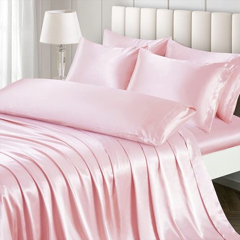 My favorite sheets ever!
ENJOY AFFORDABLE LUXURY SATIN SHEET SET - Full Size Satin Sheets Set Including 1 Deep Pocket Fitted Sheet (54"x75"+15"), 1 Flat Sheet (81"x92"), 4 Queen Pillowcases (20x30"), 1 Body Pillowcases (20"x54"). Compared with other fabrics, the silky satin sheet fabric is beneficial to reduce the adhesion of dust and can resist wrinkles and stains.
THE FEELING LIKE NEVER BEFORE Satin Bed Sheets, Satin Bed, King Size Sheets, Satin Bedding, Satin Sheets, King Sheets, Satin Pillowcase, Sheet Sets Full, Bedding Brands