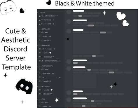 Discord Server Template White Minimalist Community Aesthetic - Etsy Australia Discord Server Template, Community Aesthetic, Dark Grunge Aesthetic, Hello Kitty Printables, Painting Templates, Face Mug, White Minimalist, Art Template, Discord Server