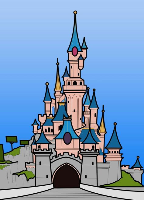 Giant's castle Castle Drawing Easy, Disney Castle Drawing, Chateau Disney, Disneyland Paris Castle, Castle Cartoon, Paris Drawing, Disney World Castle, Castle Drawing, Disneyland Castle