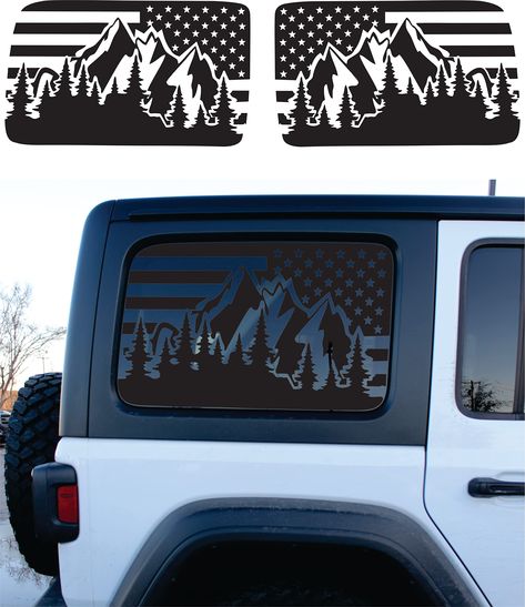 PRICES MAY VARY. Fitment – Precisely Precut And Compatible with Jeep Wrangler JL (2018, 2019, 2020, 2021 and 2022) rear Hardtop windows both sides. (No Trimming Requires) Made in Usa – Proudly made in the Usa with US made high quality vinyl. Comprehensive Package - Both side (Driver side and Passenger side) Forest Mountain window decal with a free decal squeegee tool. High Quality - Our Mountain Forest Flag window decals made from premium high-grade US made self-adhesive outdoor vinyl. Expected 4 Door Jeep Wrangler, Window Designs, Jeep Ideas, Bike Poster, Mountain Forest, Jeep Wrangler Jl, Forest Mountain, Jeep Accessories, Wrangler Jl