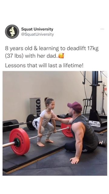 Squat University on Instagram: "Learning to lift weight at a young age with proper guidance teaches lessons that will last a lifetime. One of the themes I’m constantly preaching at SquatU is that ANYONE can benefit from lifting weights - from 5 years old to 95! It’s not about comparing yourself to others but just starting where you’re at & progressing each day to find the best version of yourself! . I absolutely ❤️ this video of @australianstrengthcoach & his daughter." Squat University, Instagram Learning, Comparing Yourself, Lifting Weights, Comparing Yourself To Others, Best Version Of Yourself, Training Program, Training Programs, Weight Lifting