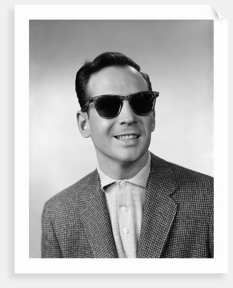 Blind man wearing dark protective sunglasses, late 1950s 1950s Life, Dark Wear, Cherished Memories, The Golden, Sunglasses, How To Wear