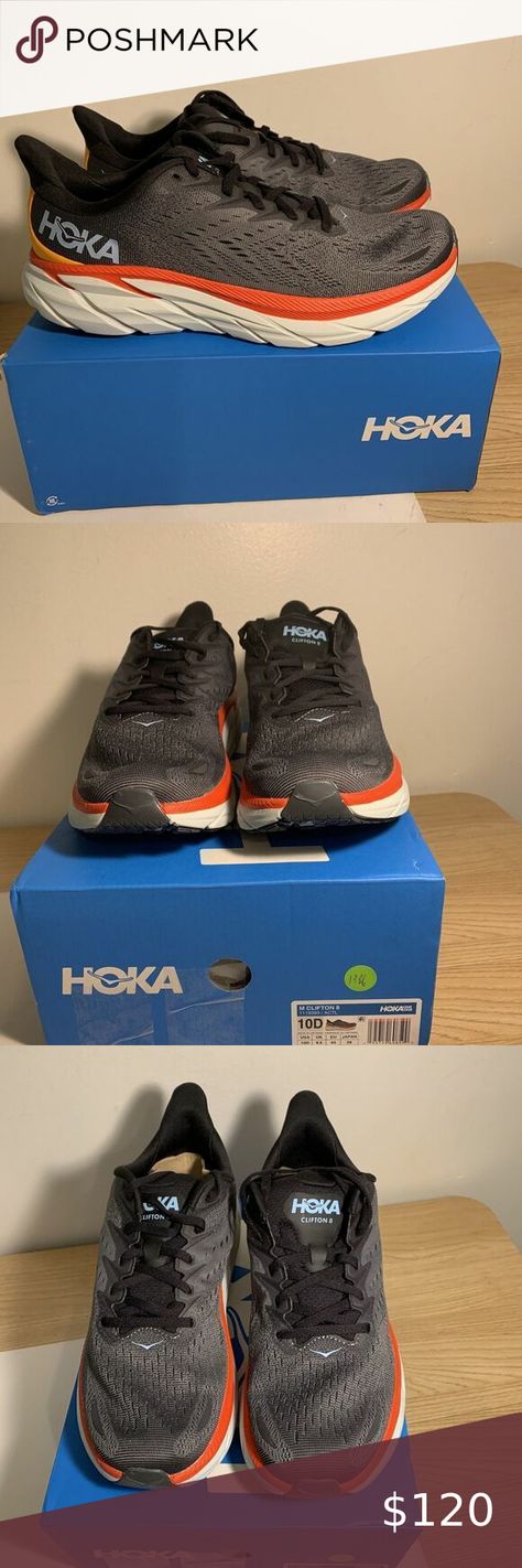 1386. Hoka M Clifton 8 Mens Running Shoes-Anthracite Castle rock-US 10 Mens Men's Athletic Shoes, Mens Athletic Shoes, Mens Running, Hoka One One, Castle Rock, Man Running, Stylish Sneakers, Running Shoes For Men, Running Shoes