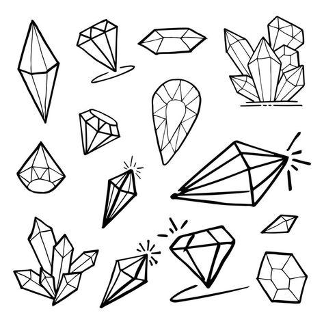 Doodle hand draw diamond set, vector illutration. Draw Diamond, Diamond Doodle, Heart Tree, Hand Draw, Logo Banners, Cityscape Photos, Heart With Arrow, Custom Illustration, Diamond Set