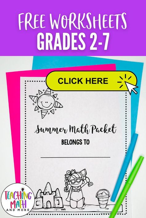 Are your students ready for Summer? Stop the Summer Slide and send home this fun Summer Math Packet Project with your kids. Students will engage in math puzzles, printables, and worksheets to keep up their math skills. Perfect for grades 2, 3, 4, 5, 6, 7. Grab your grade level Summer Math Activities today! 6th Grade Summer Packet Free, 3rd Grade Review Packet Free, 3rd Grade Summer Packet Free, 2nd Grade Summer Packet Free, 4th Grade Summer Packet Free, 3rd Grade Summer Activities, Summer Learning Activities 3rd Grade, Summer Worksheets For Kids 3rd Grade, Summer Math Activities For Kids