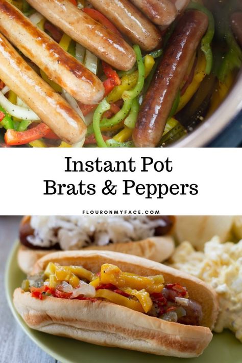 How to make Instant Pot Brats with Peppers Sausage Instant Pot Recipes, Sausage Instant Pot, Brats Recipe, Sausage Peppers And Onions, Recipes With Chicken And Peppers, German Foods, Italian Sausage Recipes, Hot Sausage, Instant Pot Pork