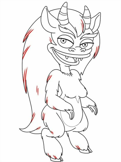 coloring pages 🦖 Connie Big Mouth Drawing, Big Mouth Coloring Pages, Big Mouth Art, Big Mouth Template, Big Mouth Tattoo Ideas, Hormone Monster Drawing, Big Mouth Character Template, Big Mouth Oc Base, Leah Big Mouth