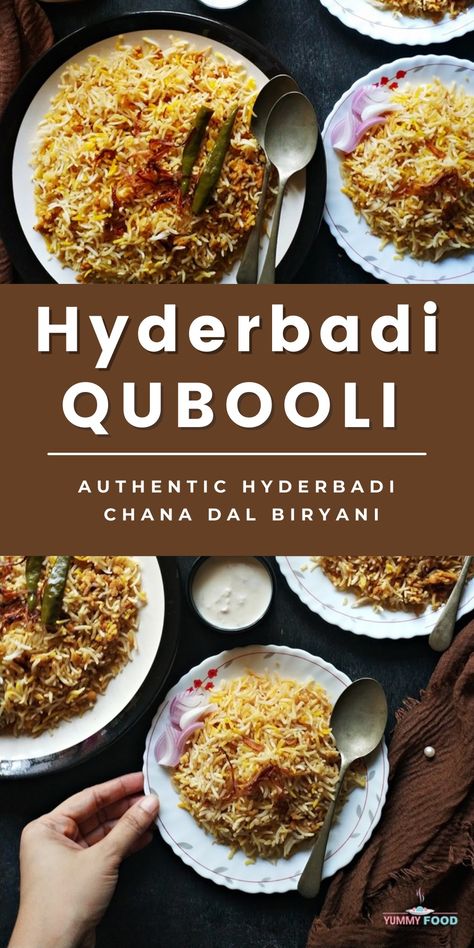 Hyderbadi Qubooli Recipe Indian Biriyani, Hyderabadi Food, Biriyani Recipes, Vegetarian Main Meals, Hyderabadi Cuisine, Top Dinner Recipes, South American Recipes, Simple Family Meals, Pakistani Recipes