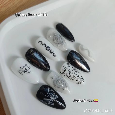 Bts Nails, Army Nails, K Pop Nails, Pop Nails, Idol Nails, Ideas Uñas, Fake Nails Designs, Asian Nails, Gel Nail Art Designs