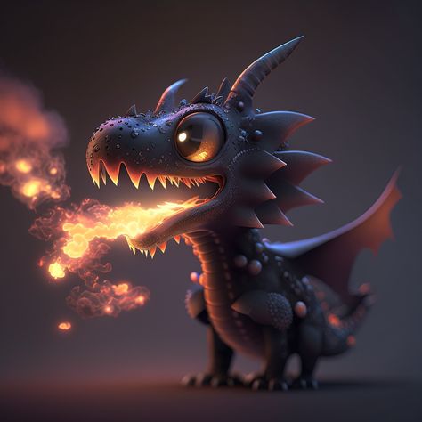 Cute Dragon Breathing Fire, Dragon Breathing Fire, Dragon Breathing, Breathing Fire, Dragon Stuff, Dragon Black, Fire Breathing Dragon, Black Fire, Little Dragon