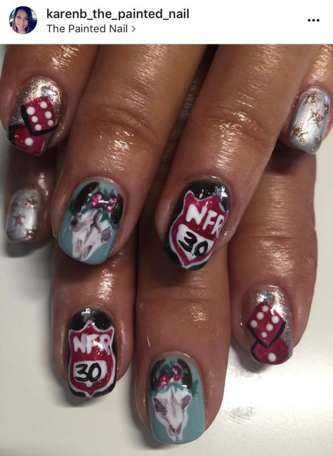 Las Vegas Love ❤️ #nfrnails #nfrfashion  #cowgirlstyle #cowskull Vegas Nails, Nfr Fashion, Cow Skull, Cowgirl Style, Nail Salon, Manicure And Pedicure, Manicure, Nails