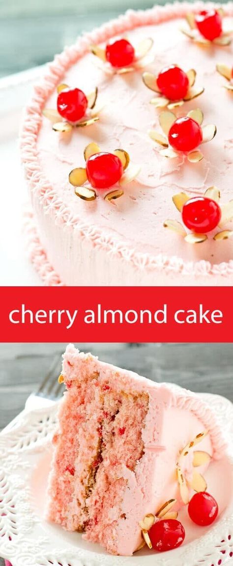 Cherry Almond Cake, Rodeo Cake, Birthday Cake Homemade, Cherry And Almond Cake, Cupcake Recipes From Scratch, Easy Cake Recipe, Cherry Flowers, Cake From Scratch, Almond Cake Recipe