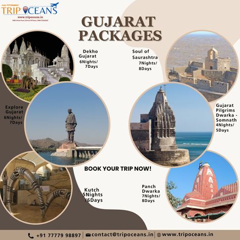 From the land of colors, culture and hospitality Affordable Gujarat Packages Be a part of this ultimate experience ⭐️ . . DM for more . . #gujarattourism #gujarat #india #ahmedabad #instagram #incredibleindia #junagadh #kutch #rajkot #gujarati #rannutsav #travel #igers #gujju #photography #bhuj #rannofkutch #kutchdiaries #surat #garvigujarat #whitedesert #whiterann #junagadhtourism #gujaratdiaries #vadodara #nature #travelphotography #girnar #mandvi #kutchtourism Gujarat Tourism Poster, Dwarka Gujarat, Jay Ambe, Gujarat Tourism, Rann Of Kutch, Travel Destinations In India, Holiday Homework, Tourism Poster, Travel Ads