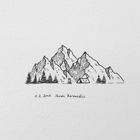 mountains Mountain Range Drawing, Mountain Sketch, Dibujo Simple, Mountain Drawing, Mountain Tattoo, Diy Tattoo, Desenho Tattoo, Tree Tattoo, Trendy Tattoos