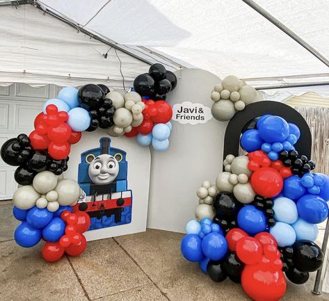 Thomas Train Birthday Party Decorations, Thomas The Train Decorations, Train Theme Balloon Garland, Thomas The Train Balloon Arch, Thomas The Train Balloon Garland, Thomas Balloon Decoration, Thomas And Friends Birthday Decoration, Thomas And Friends Birthday Party, Train Baby Shower Theme