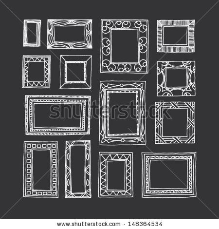 Set of hand drawn picture frames. Rectangular and square shape. Drawing line. chalkboard style. - stock vector Chalkboard Design Ideas, Chalk Wall Art, Chalkboard Wall Bedroom, Picture Frame Drawing, Shape Drawing, Chalkboard Wall Art, Chalkboard Doodles, Frame Drawing, Chalk Wall