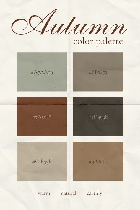 Canva Color Palette Codes Fall, Muted Fall Color Palette, Fall Color Swatches, Muted Autumn Color Palette, Color Palette Muted, Wallpaper Autumn Aesthetic, Premium Color Palette, Color Palette Autumn, Aesthetic Fall Wallpaper