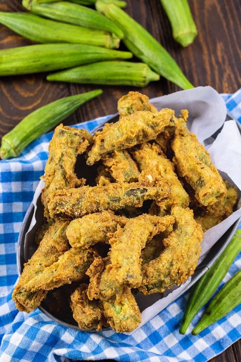 Whole Fried Okra Recipe Fried Whole Okra Recipe Southern, Batter For Fried Okra, Whole Fried Okra Recipe, Deep Fried Okra Recipe, Deep Fried Okra, Whole Okra Recipes, Fried Okra Recipe Easy, Fried Whole Okra, Fried Okra From Frozen