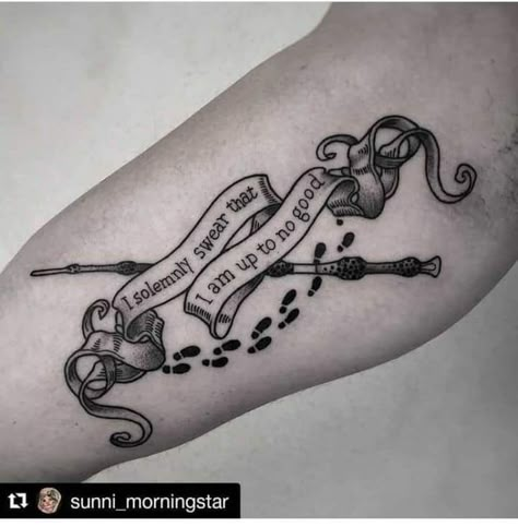 Harry Potter Tattoos For Guys, Harry Potter Tattoo Forearm, Serious Black Tattoo Harry Potter, Hogwarts Envelope Tattoo, Hardy Potter Tattoo, Harry Potter Script Tattoo, Harry Potter Tattoos I Solemnly Swear, Harry Potter Slytherin Tattoo Ideas, Harry Potter Tattoo For Men