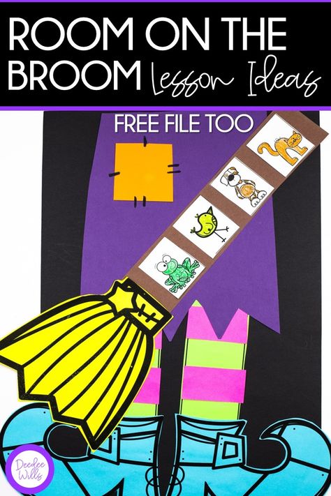 Room On The Broom Kindergarten Activities, Halloween Book Activities 1st Grade, Fall Crafts First Grade Free, Free Room On The Broom Printables, Halloween Class Book Ideas, Room On Broom Craft, Room On A Broom Activities For Preschool, Room On The Broom Anchor Chart, Kindergarten Halloween Books And Activities