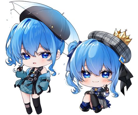 Safebooru - bare shoulders blue eyes blue hair chibi holding holding umbrella hololive hoshimachi suisei looking at viewer single thighhigh sitting standing thigh-highs transparent transparent umbrella umbrella v yuuyu (moco20111115) | 4218384 Holding Umbrella, Blue Eyes Blue Hair, Transparent Umbrella, Eyes Blue, Bare Shoulders, Picture Search, Manga Pictures, Blue Hair, Thigh Highs