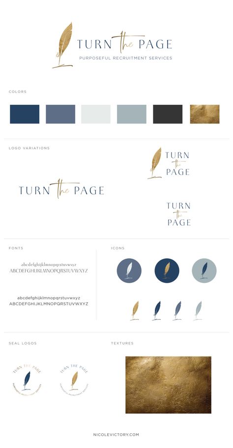 Marble Branding Design, Style Guides Design, Blue Gold Branding, Blue And Gold Website, Feather Logo Design Ideas, Blue Branding Design, Website Texture, Luxury Mood Board, Logo Style Guide