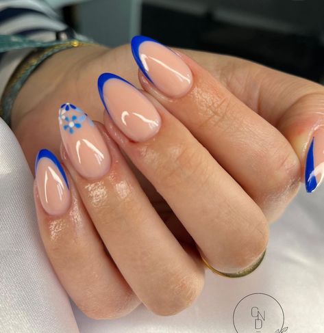 Nails For Italy Trip, Nails For Italy, Nails Bleu, Nail Art Bleu, French Bleu, Hoco Nails, Evil Eye Nails, Blue Acrylic Nails, Minimalist Nail Art