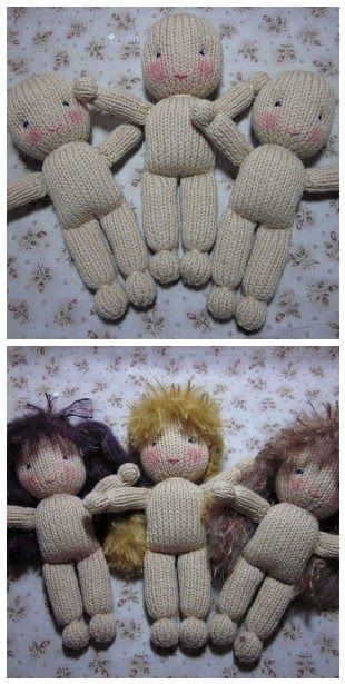 In between wrapping Christmas gifts I've been working on three new knit girls :-)   My knitting gauge is still not quite as it should be; th... Knitted Dolls Free, Knitted Doll Patterns, Knitting Patterns Toys, Knitting Gauge, Haken Baby, Christmas Gifts For Girls, Waldorf Dolls, Knitted Dolls, Soft Dolls