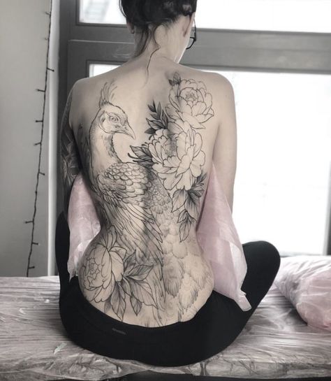 Alex Tabuns, Bodysuit Tattoos, Floral Back Tattoos, Backpiece Tattoo, Embroidery Tattoo, Peacock Tattoo, Full Back Tattoos, Full Body Tattoo, Spiritual Tattoos