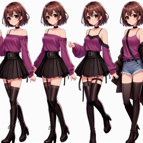 Casual Anime Outfits Drawing, Anime Female Outfits Casual, Cute Anime Outfits Female, Anime Female Outfits, Cute Anime Outfits, Fashion Anime, Outfits Female, Summer Picture Poses, Female Drawing