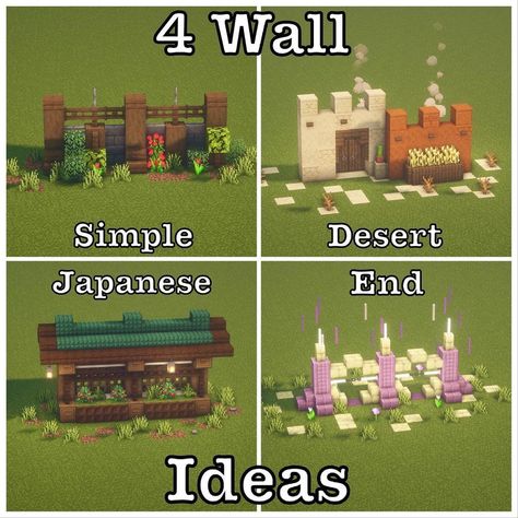 Minecraft Builds & Tutorials’s Instagram post: “4 Wall Ideas 😍 ———- ✅ Follow me (@minecraftxbuildings ) for the best Minecraft builds! ———- Credits📸: @minecraft.luki7 ———-…” Minecraft Wall Design, Minecraft Wall Designs, Minecraft Japanese, Minecraft Building Guide, Minecraft Wall, Case Minecraft, Minecraft Idea, Minecraft Blocks, Minecraft Banner Designs