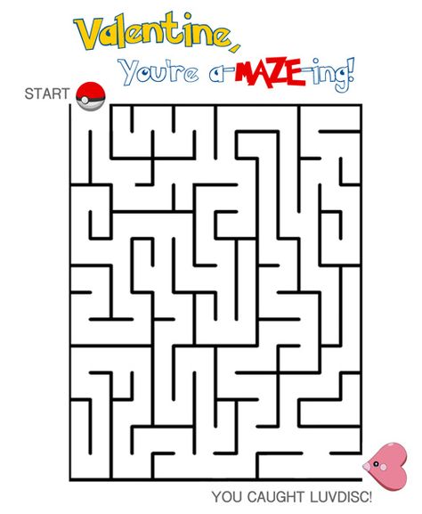 DIY Pokemon inspired Valentine's Day Maze Card – FREE Printable PDF Pokemon Maze, Valentine Pokemon, Pokemon Activity, Pokemon Valentine Cards, Maze Card, Maze Printable, Pokemon Valentine, Diy Pokemon, Maze Worksheet