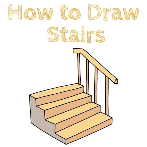 How to Draw Stairs 3d Stairs, Barn Drawing, Staircase Drawing, How To Draw Stairs, Staircase Art, Drawing Tutorials For Beginners, Easy Drawing Tutorial, Cartoon House, What To Draw