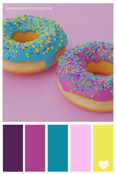 Contrast Color Palette Colour Schemes, Sweet 16 Color Schemes, Dessert Color Palette, Food Color Palette, Candy Color Palette, Donut Pictures, Hijab Styling, Me When She, Food Pop