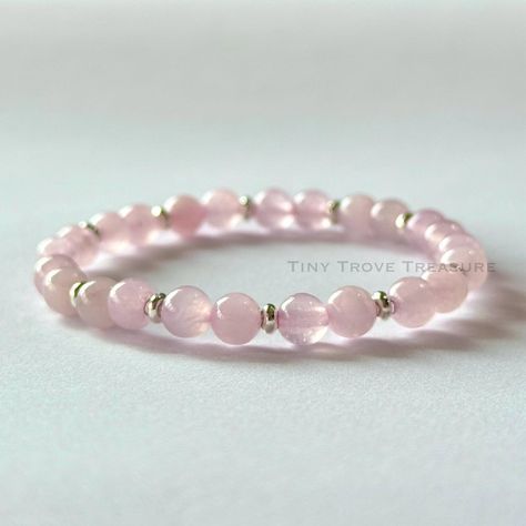 Natural Rose Quartz Stretchy Bracelet- Summer Bracelet, Natural Stone, Crystal Beads, Spring, Perfect Gift for Special One @tiny.trove.treasure - Handcrafted Rose Quartz Bracelet - Crafted with 6mm natural stone beads - Elastic design for comfort and style - Unique and Special Bracelet - Essence of Nature’s Beauty - Perfect gift for someone special 🛑 Shape, size, color, patterns of natural stones may vary due to their unique characteristics. As natural products, some beads may exhibit min... Crystal Bracelets Diy, Rose Quartz Bracelet Beads, Bracelet Summer, Summer Bracelet, Rose Quartz Bracelet, Natural Stone Beads, Bracelets Diy, Special One, Rose Quartz Beads