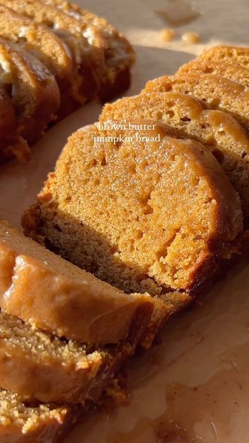 tuyen on Instagram: "brown butter pumpkin bread w a salted maple brown butter glaze!!! 👼🍂🍞🍁 so good, moist, pillowy, and spiced 🫶 

brown butter pumpkin bread recipe: 

190g brown sugar
90g white sugar
15oz pumpkin puree— a can 
2 large eggs 
100ml whole milk
30ml brown butter
80ml neutral oil 
~1 tbsp vanilla paste and/or extract 
~1/4 - 1/2 tsp salt, adjust to taste 

240g all purpose flour 
1/2 tsp baking soda 
1-2 tsp pumpkin spice, adjust to taste 

salted maple brown butter glaze: 

25g brown butter
50g maple syrup
50g powdered sugar 
salt & vanilla extract 
milk 

Brown your butter and let it cool, measure out 30ml. Combine all of your wet ingredients together, ideally all ingredients should be around room temperature. Sift all of your dry ingredients together over the wet ingr Brown Butter Glaze, Finger Food Recipes For Toddlers, Butter Glaze, Homemade Baking, Maple Brown, Vanilla Paste, Fall Cooking, Pumpkin Bread Recipe, Coffee Cakes